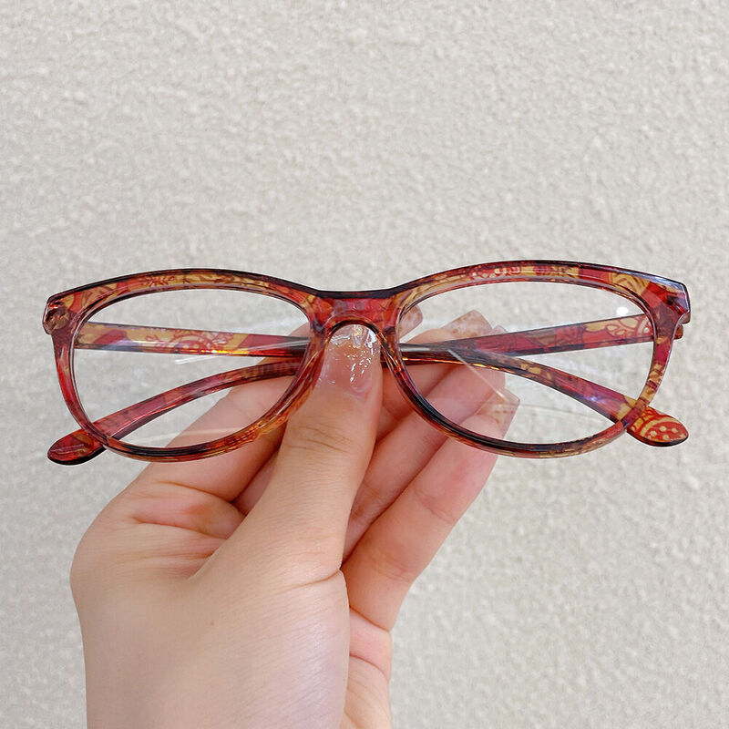 Frona Oval Brown Floral Glasses