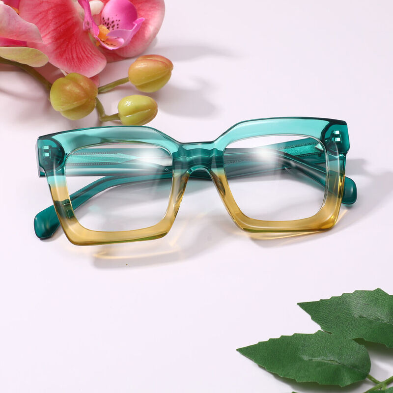 Stewa Square Green Glasses