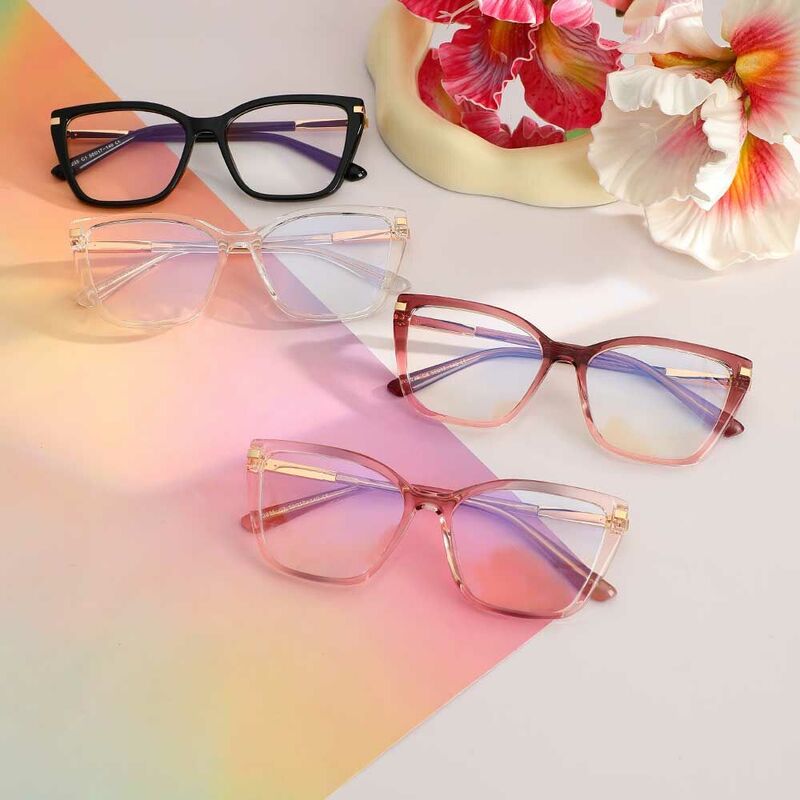 Flora Cat Eye Black Glasses