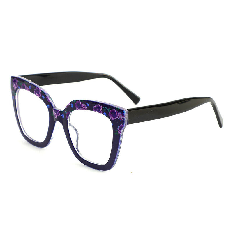 Cynthia Square Purple Floral Glasses
