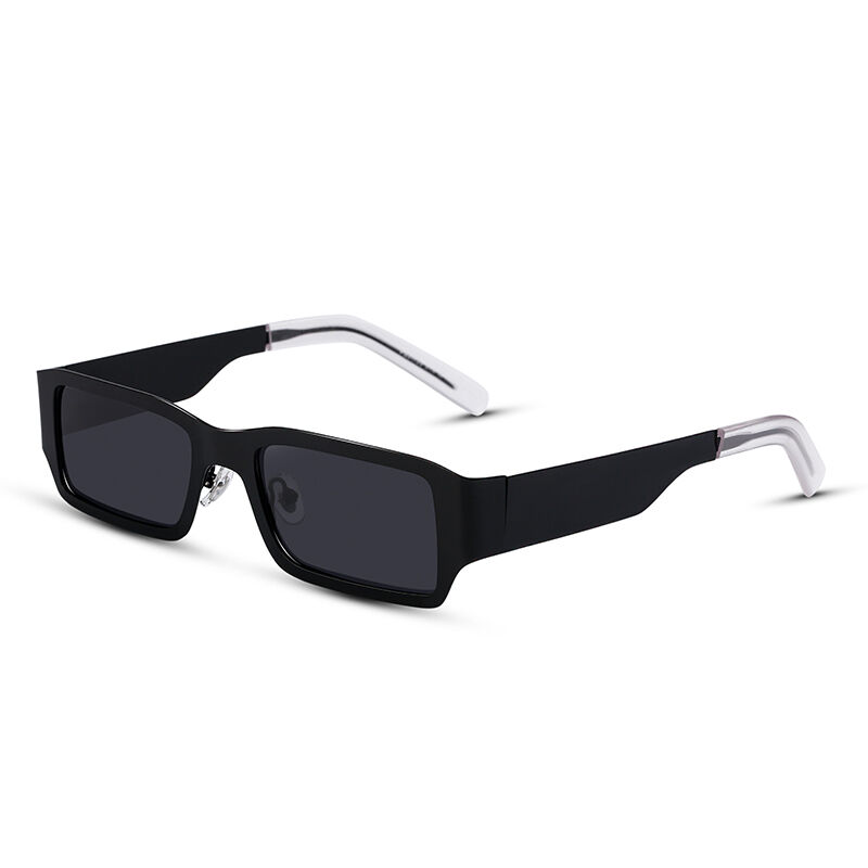 Perspective Rectangle Black Sunglasses