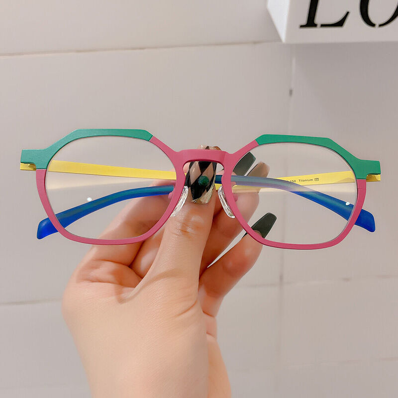 Justie Geometric Red Glasses