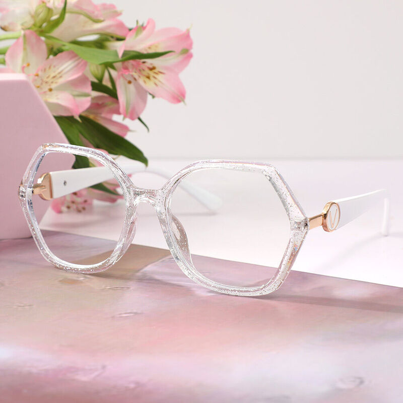 Claro Geometric Clear Glasses