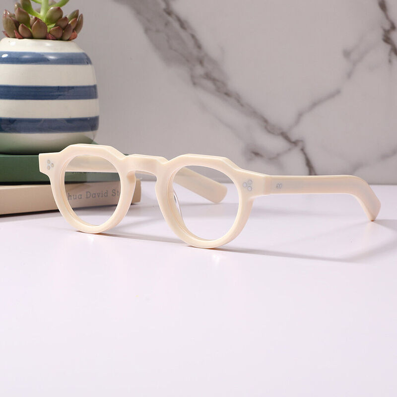 Cedrica Round White Glasses