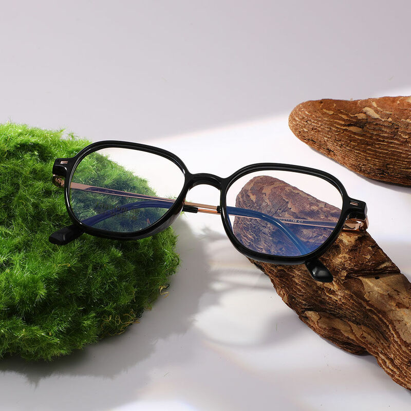 Kenna Geometric Black Gold Glasses