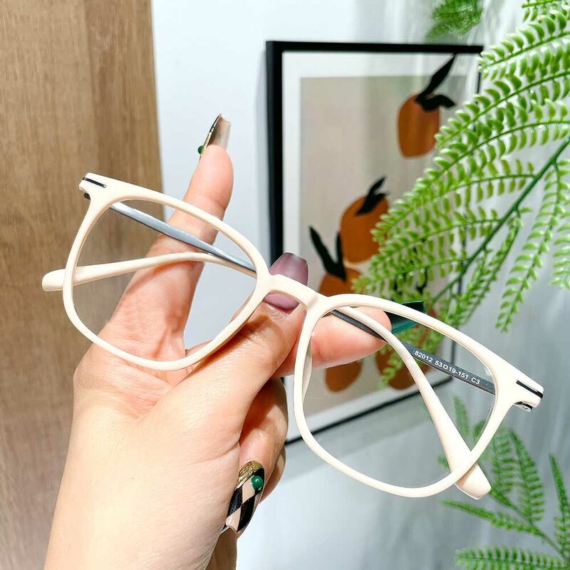 Morgan Rectangle White Glasses