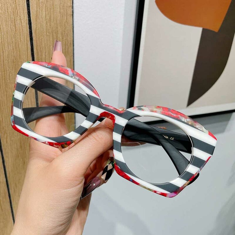 Faithe Cat Eye Black White Glasses