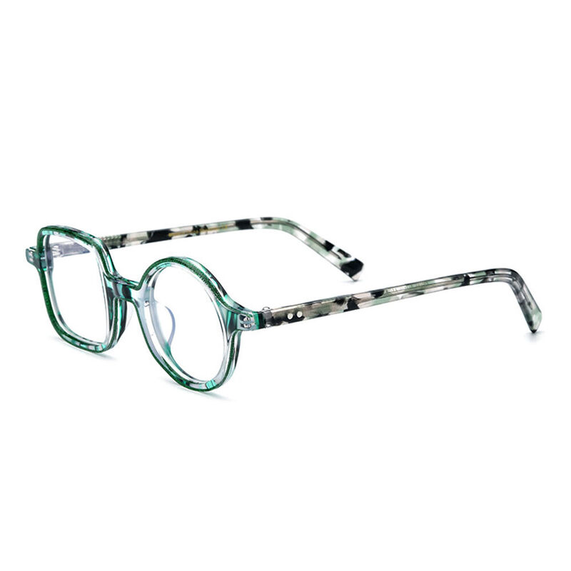 Enid Square Round Green Glasses