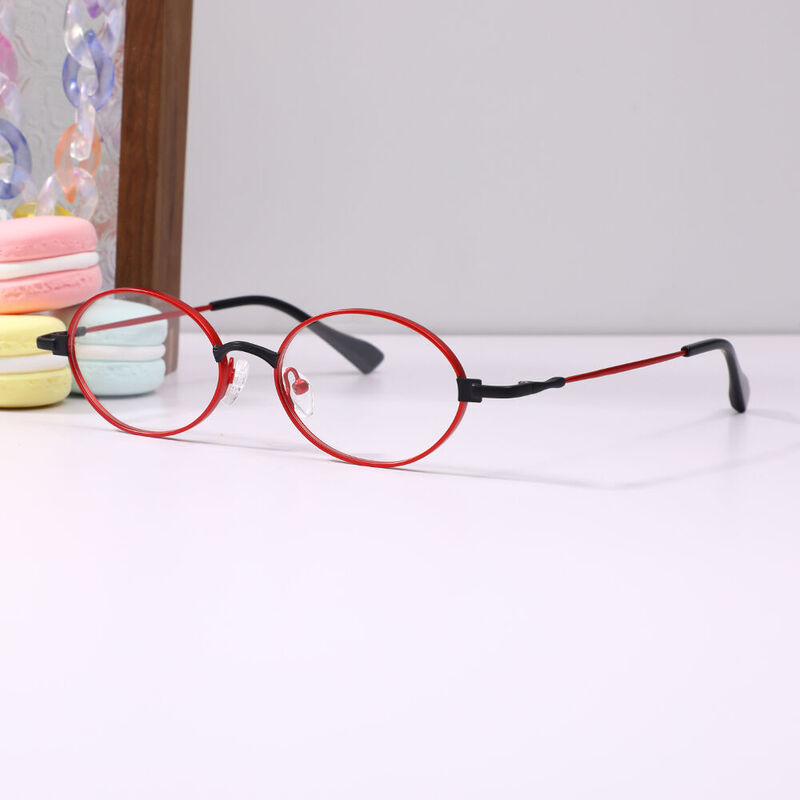 Clife Oval Red Glasses