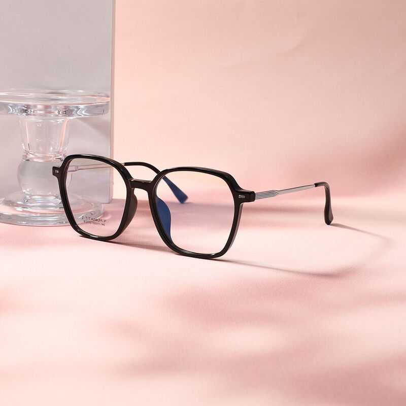 Spenae Geometric Black Silver Glasses