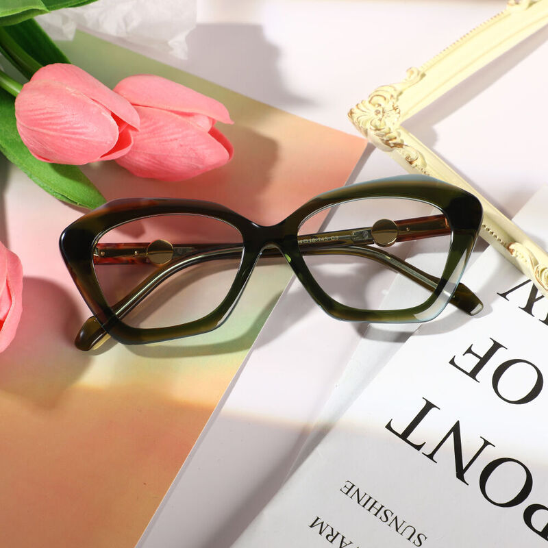 Elizabeth Cat Eye Green Glasses
