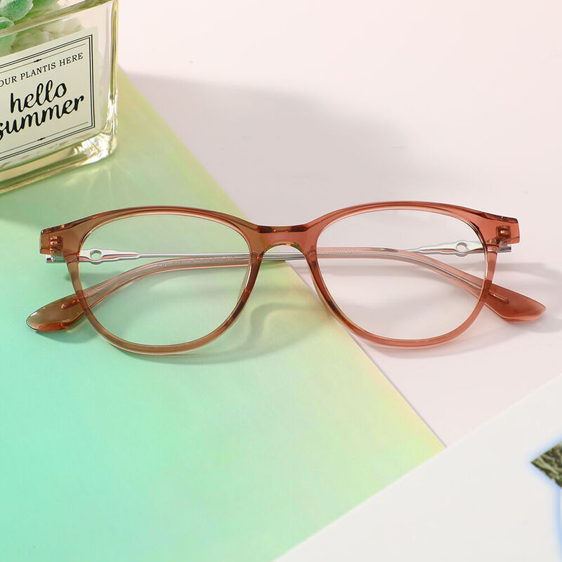 Chaucer Oval Brown Glasses