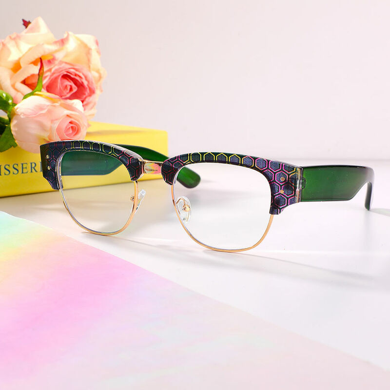 Samson Browline Green Glasses