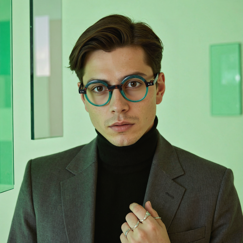 Devin Runde Grüne Brille