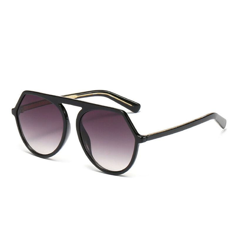Leoris Aviator Round Black Sunglasses