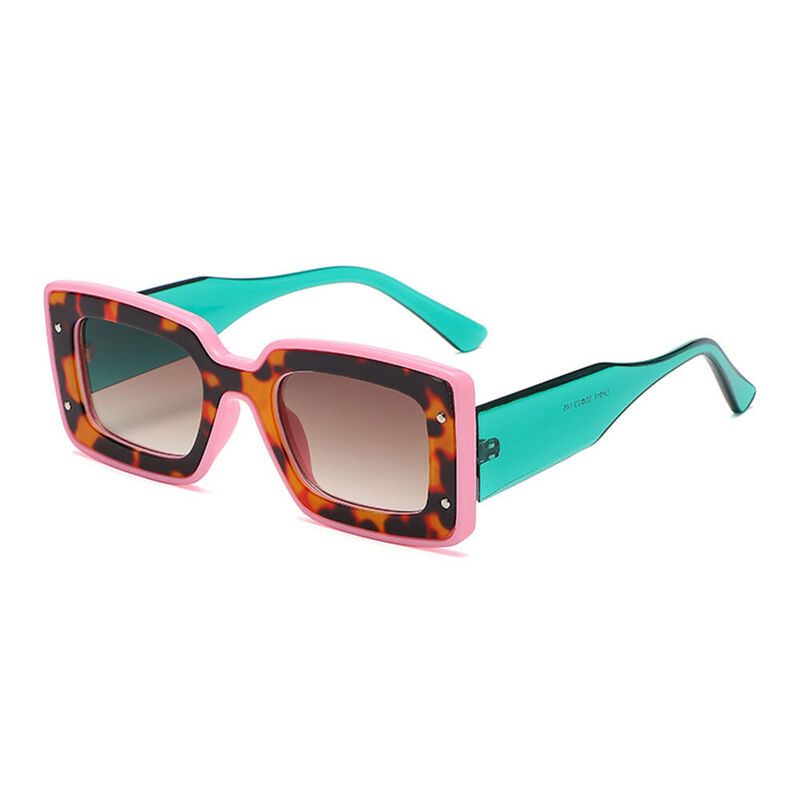 Jess Rectangle Green Sunglasses