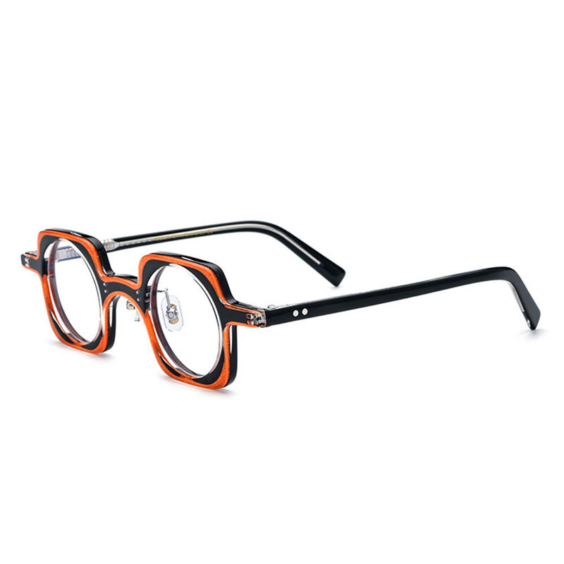 Todd Square Orange Black Glasses