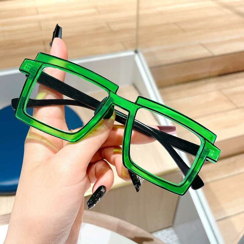Flossie Square Green Glasses