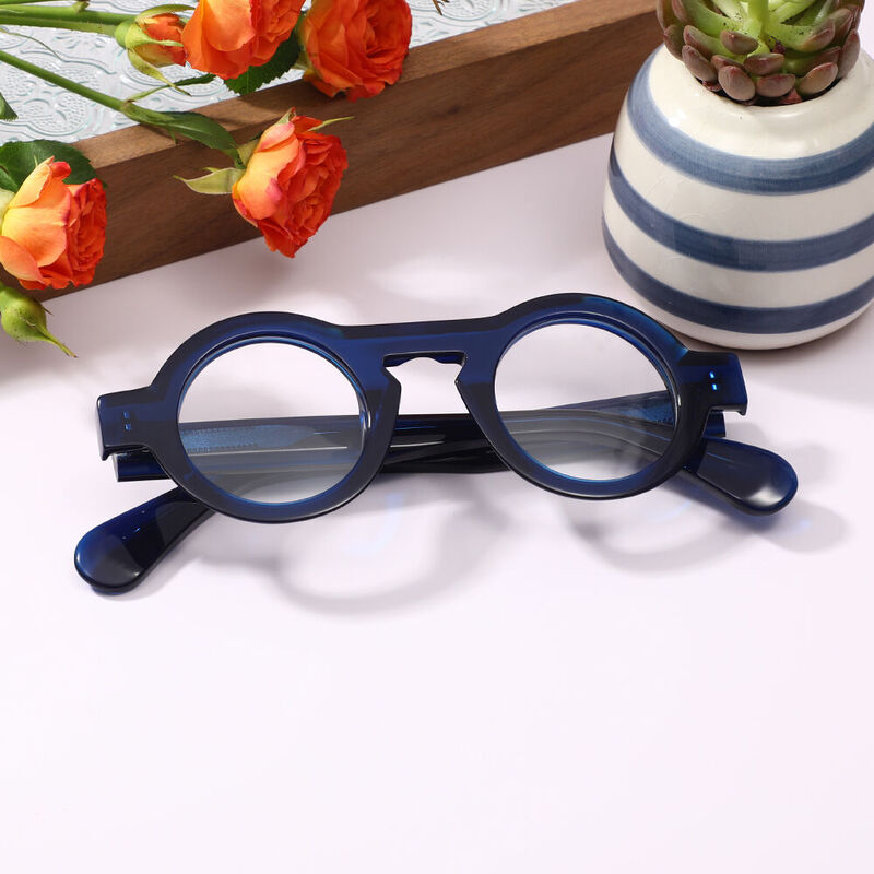 Jesso Round Blue Glasses