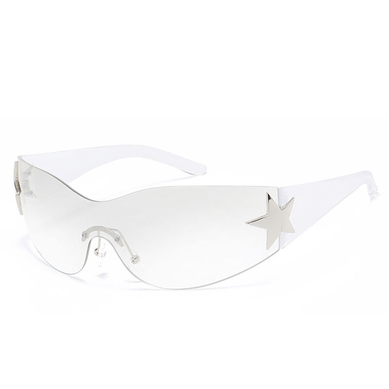 Cipher Oval  White Clear Sunglasses
