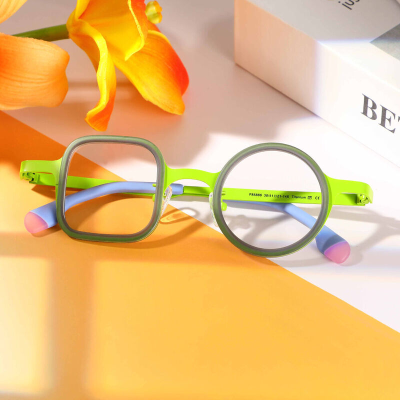 Jonson Square Round Green Glasses