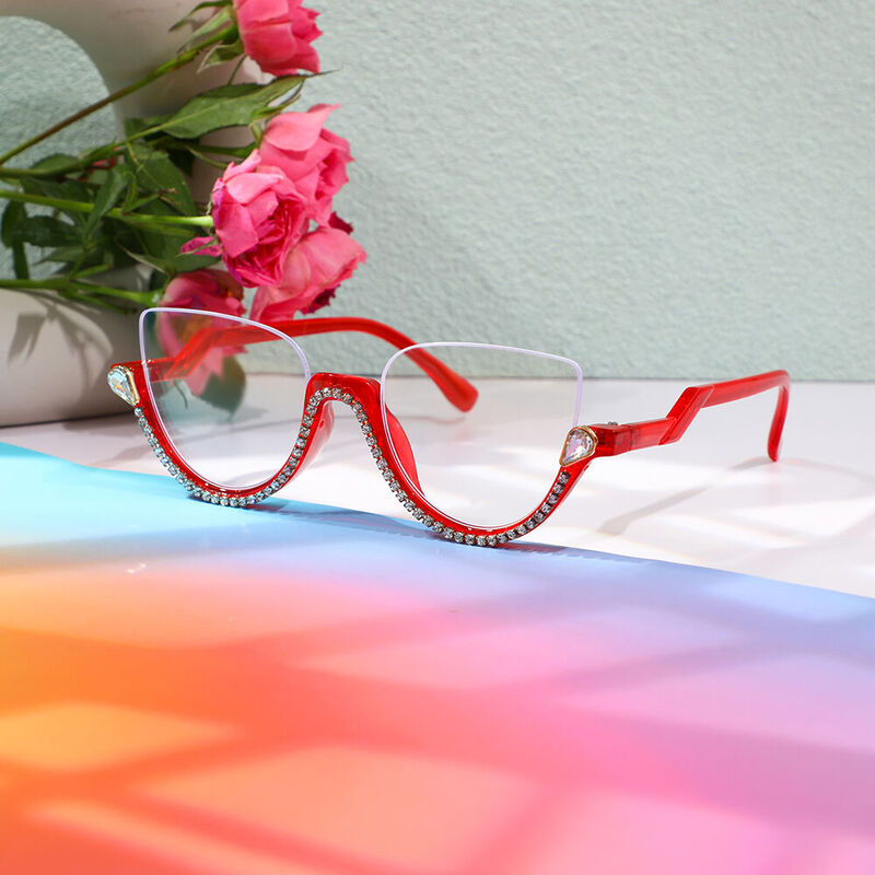 Hebe Cat Eye Red Glasses