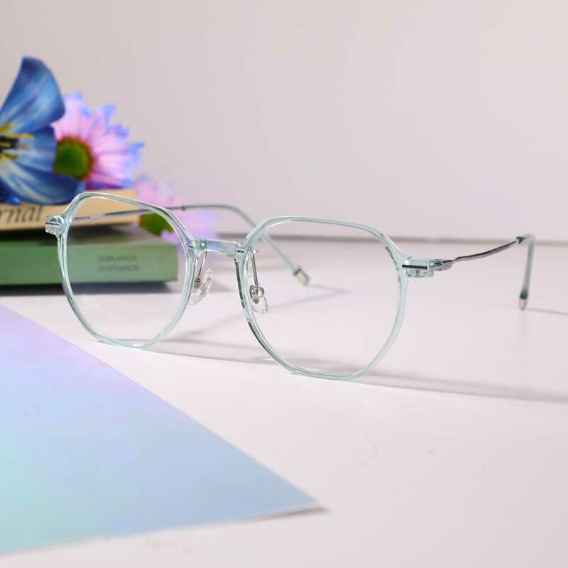 Curme Geometric Green Glasses