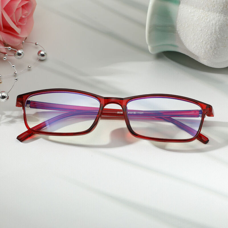 Kennan Rectangle Red Glasses