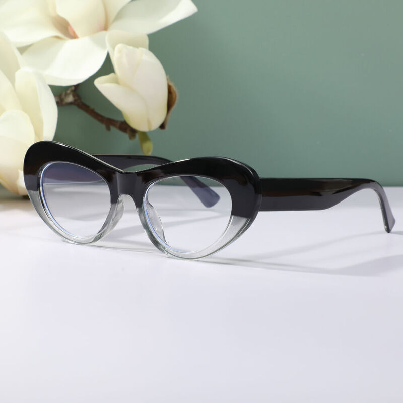 Ina Cat Eye Black Clear Glasses