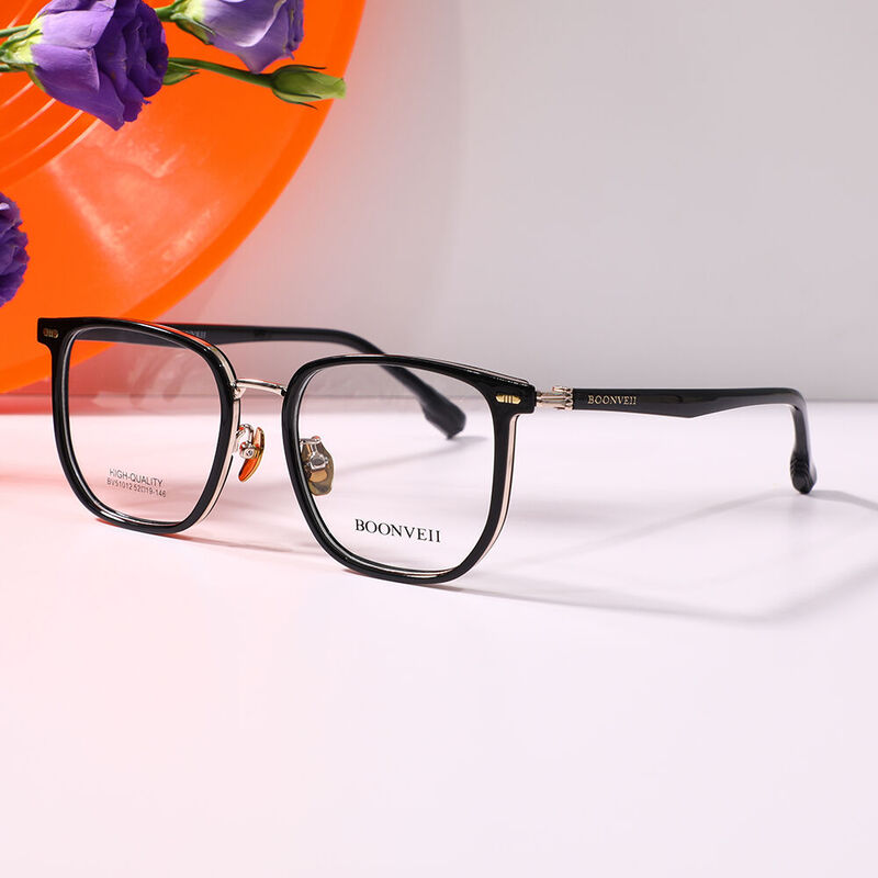 Randolp Geometric Black Gold Glasses