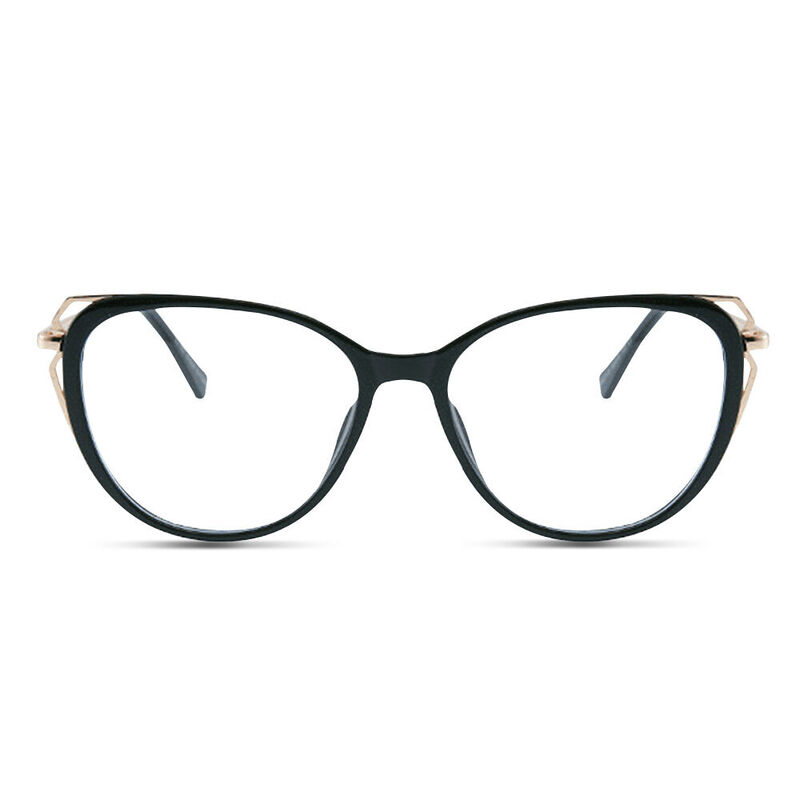 Crystal Cat Eye Black Glasses