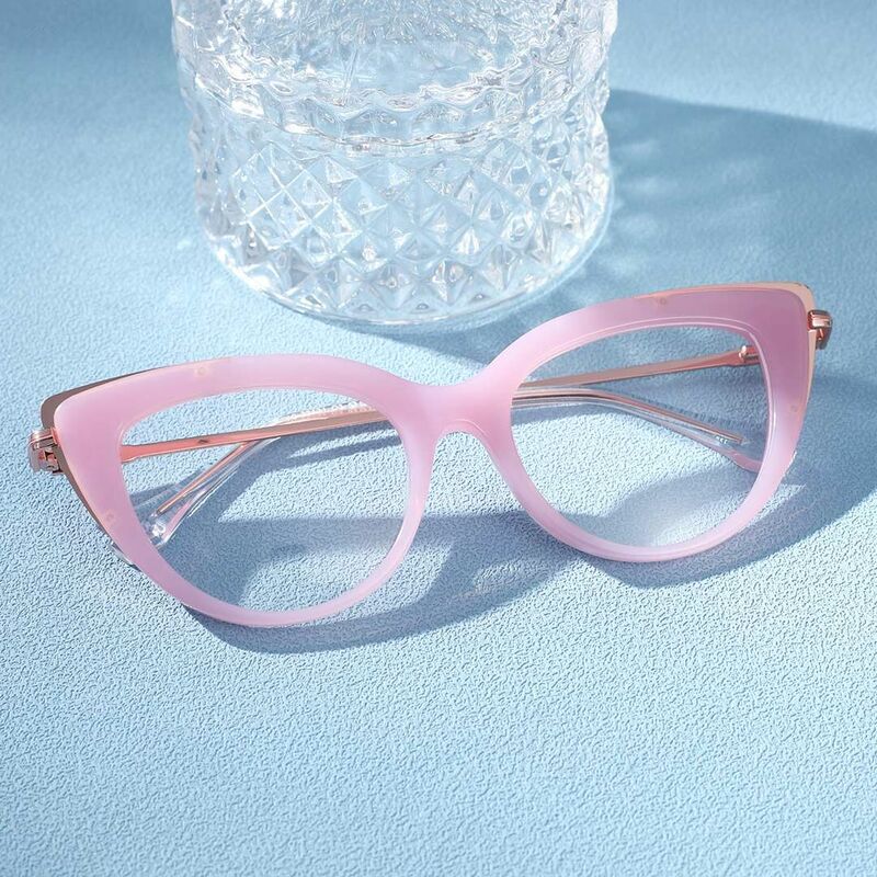 Kitty Cat Eye Pink Glasses