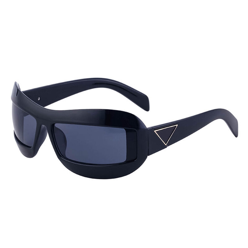 Future Oval Black Sunglasses