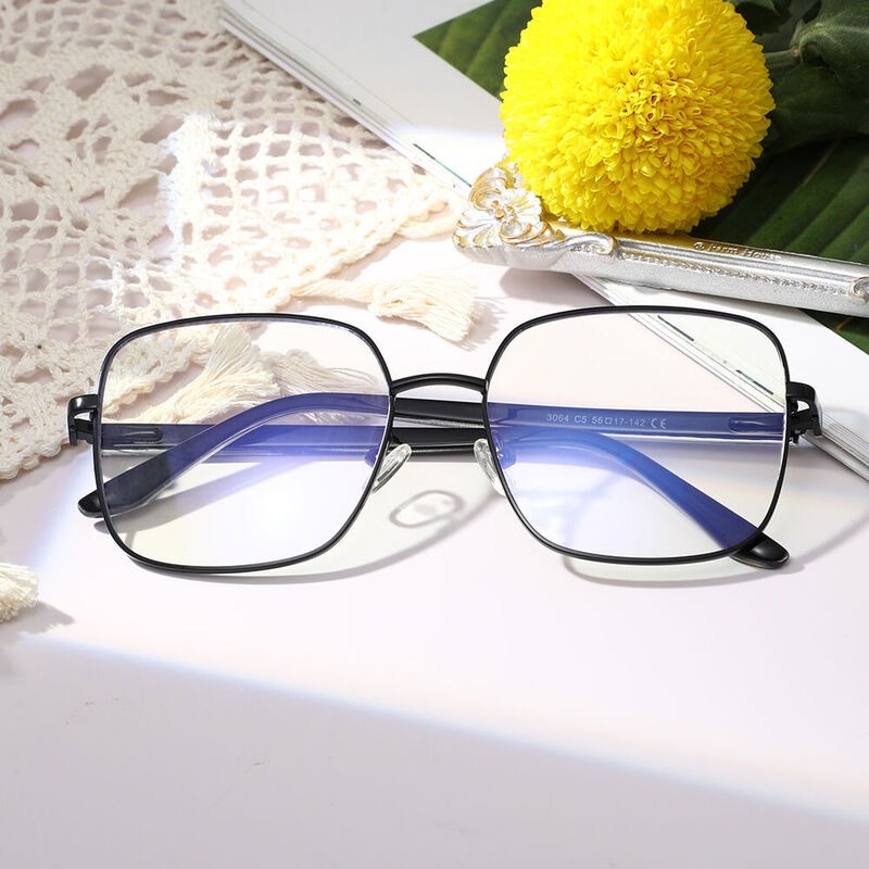 Amelily Geometric Black Glasses