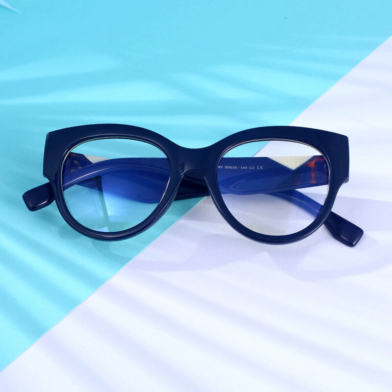 Winifred Round Blue Glasses