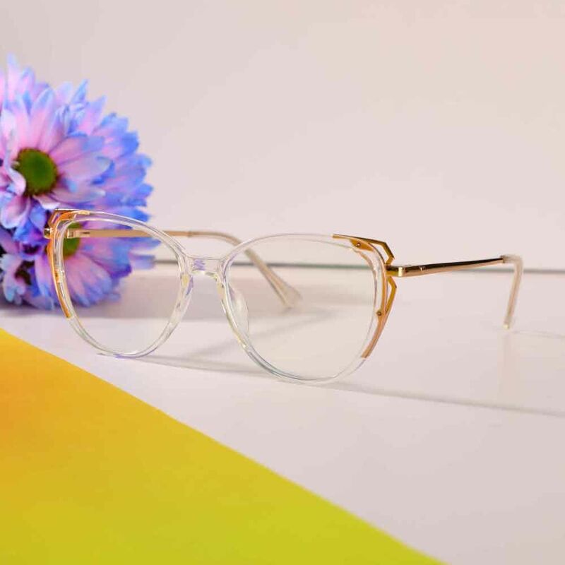 Crystal Cat Eye Clear Glasses