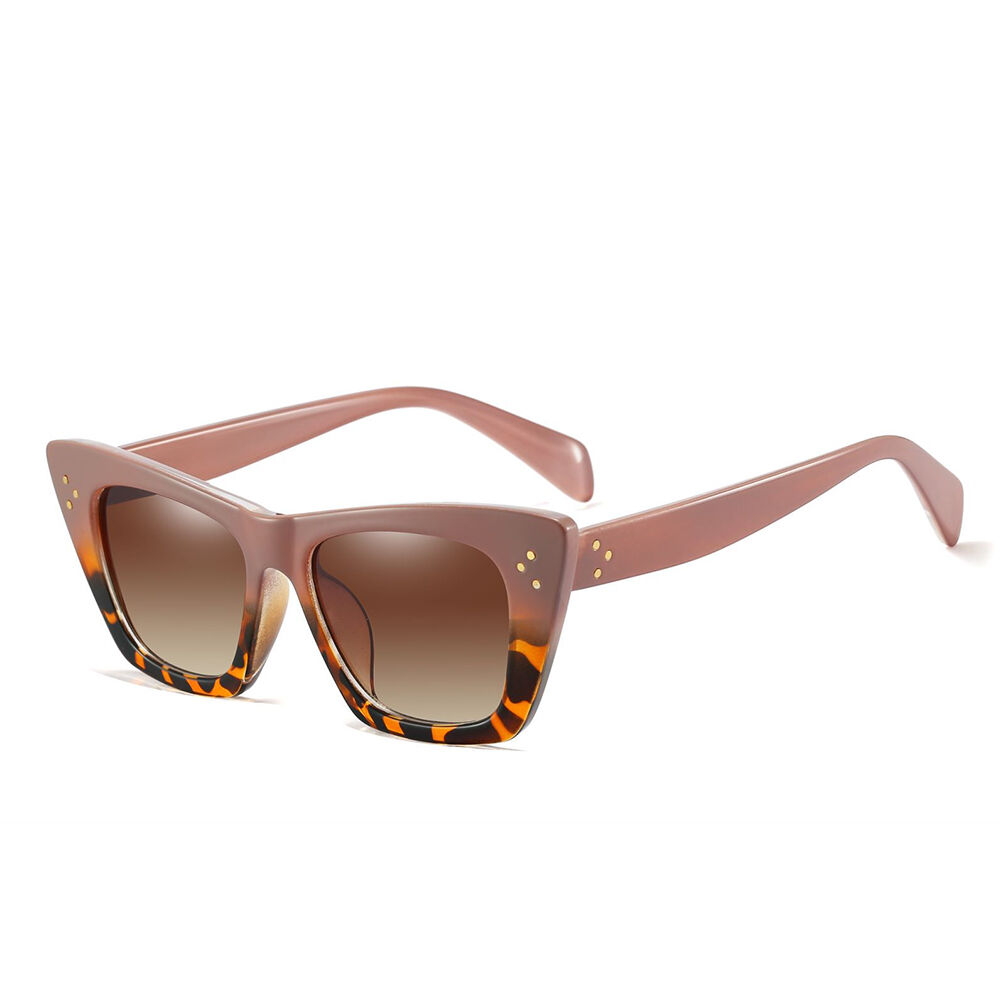 Bernadette Cat Eye Quadratische Braune Leopardene Sonnenbrille