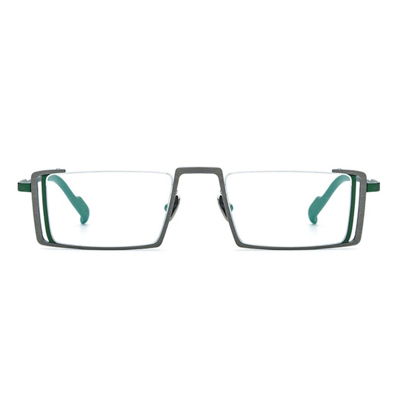 Abner Rectangle Green Glasses