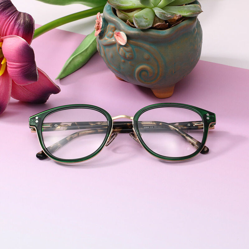 Rosasi Round Green Glasses