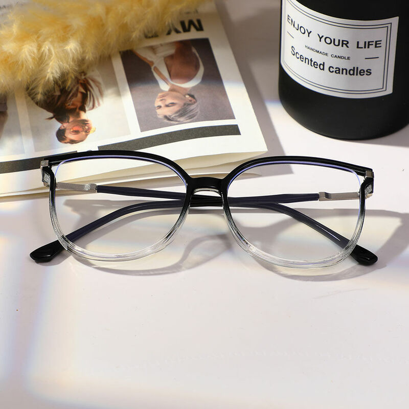 Saxto Round Black Clear Glasses