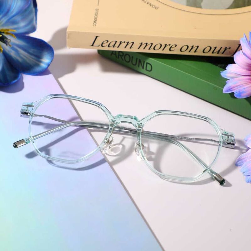 Curme Geometric Green Glasses