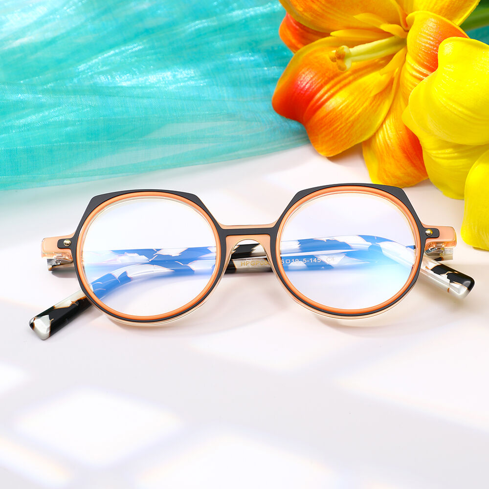 Pene Round Orange Glasses