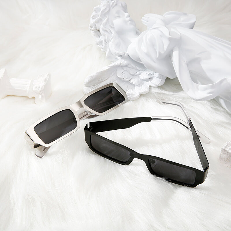 Perspective Rectangle Black Sunglasses