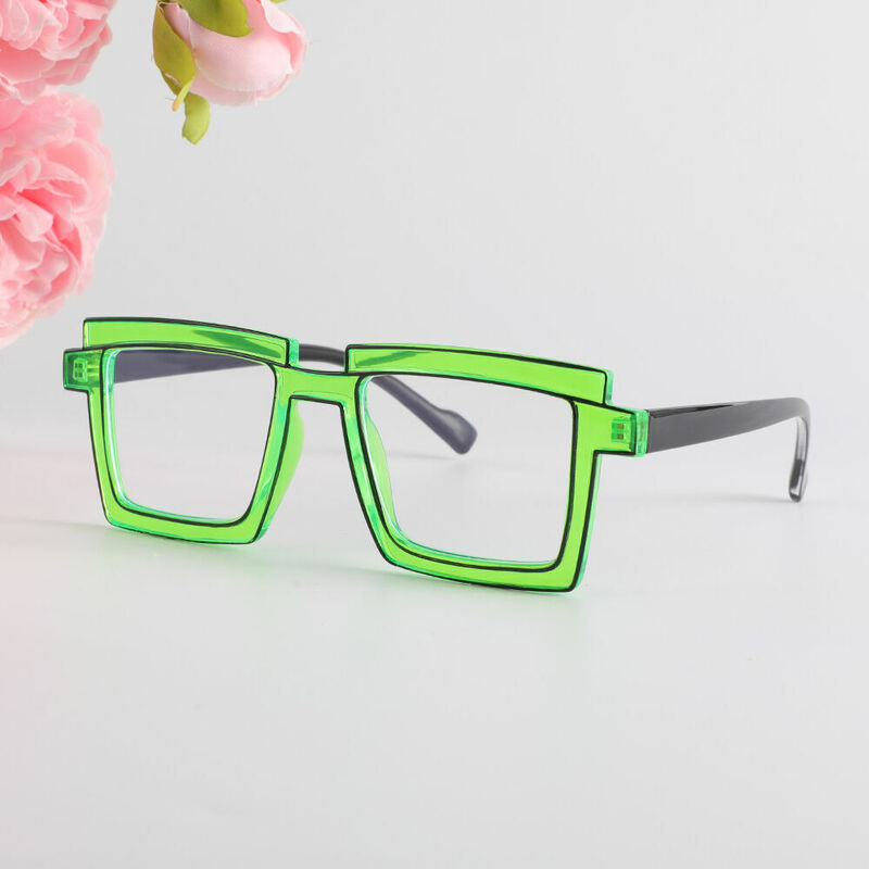 Flossie Square Green Glasses