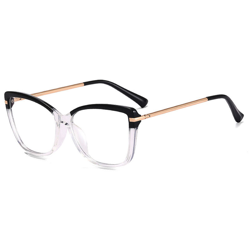 Agape Cat Eye Black Clear Glasses