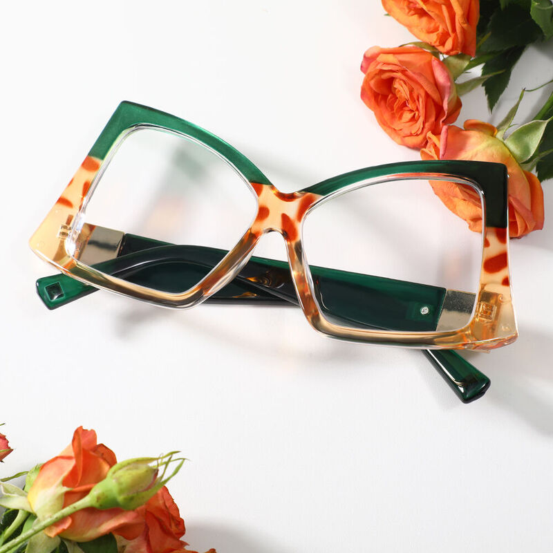 Zebu Cat Eye Green Glasses