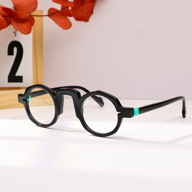 Audre Round Black Glasses