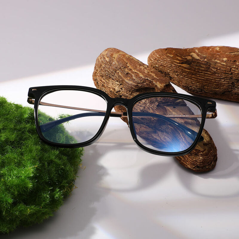 Regna Square Black Gold Glasses