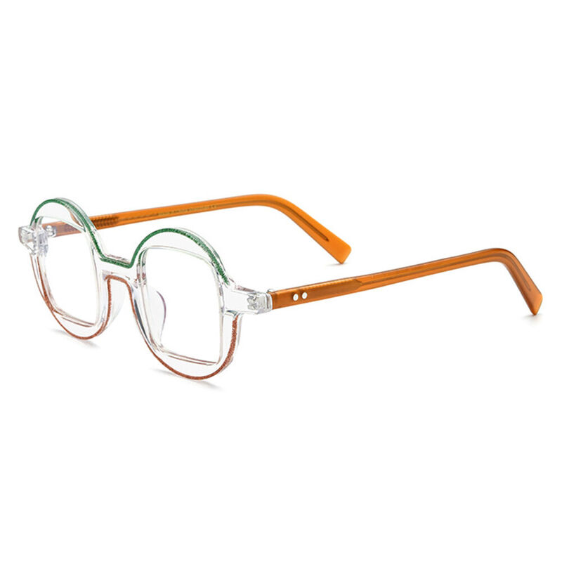 Irene Round Orange Green Glasses