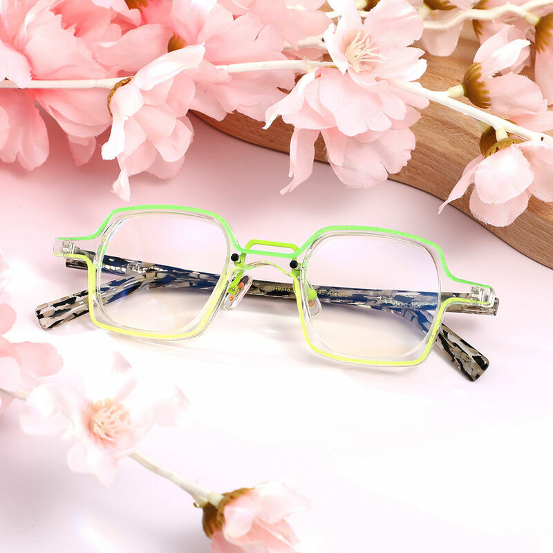 Heisler Square Green Glasses